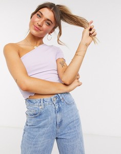 Лавандово-серый кроп-топ на одно плечо ASOS DESIGN