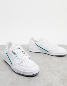 Кроссовки с белыми и зелеными вставками adidas Originals Continental 80-Белый