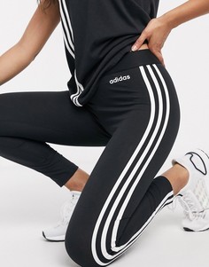 Черные леггинсы с 3 полосками и логотипом adidas Training-Черный