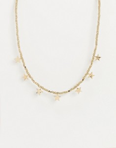 Золотистое ожерелье с подвесками-звездами Pieces-Золотой