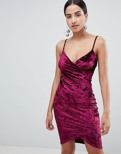 Бархатное платье мини с запахом AX Paris-Фиолетовый