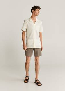 Хлопковая рубашка regular-fit с короткими рукавами - Tie Mango