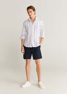 Льняная рубашка slim fit в полоску - Tami Mango