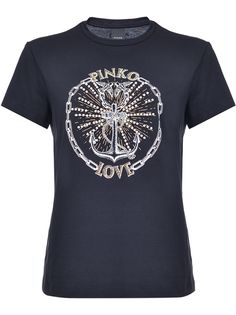 Pinko футболка с декорированным логотипом