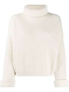 Brunello Cucinelli свитер в рубчик с высоким воротником