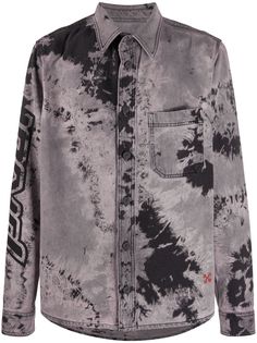 Off-White PIVOT TIE DYE DENIM SHIRT BLACK BLACK