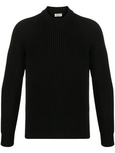 Saint Laurent джемпер в рубчик с круглым вырезом