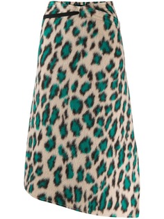 MM6 Maison Margiela асимметричная юбка с леопардовым принтом