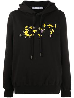 Off-White FLOWER REG HOODIE BLACK YELLOW
