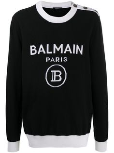 Balmain джемпер вязки интарсия с логотипом