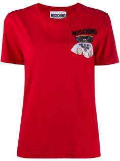 Moschino футболка с вышивкой Teddy Bear