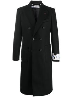 Off-White OW LOGO LONG COAT BLACK WHITE