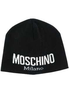 Moschino шапка бини вязки интарсия с логотипом