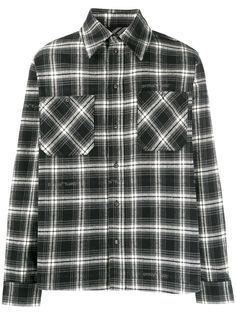 Off-White STENCIL FLANNEL CHECK SHIRT BLACK WHITE