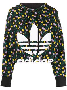 adidas укороченная толстовка с капюшоном и принтом
