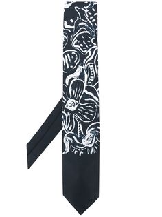 Off-White FLORAL SILK TIE DARK BLUE WHITE
