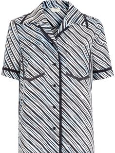 Fendi рубашка в диагональную полоску с короткими рукавами
