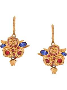 Versace Medusa charm floral earrings