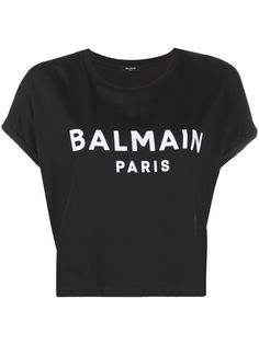 Balmain укороченная футболка с логотипом