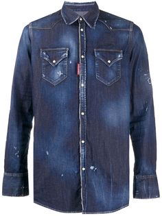 Dsquared2 джинсовая рубашка с эффектом потертости