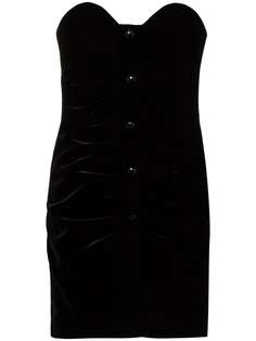 Saint Laurent бархатное платье мини без бретелей