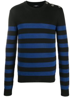 Balmain полосатый джемпер с тиснеными пуговицами