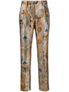 Etro брюки с вышитым узором пейсли