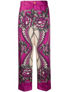 Gucci брюки палаццо с цветочным принтом