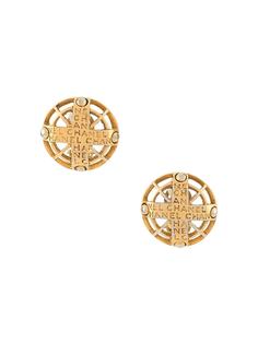 Chanel Pre-Owned серьги с гравированным логотипом