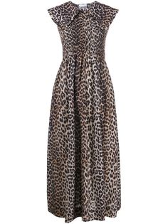 GANNI платье с воротником Питер Пэн и леопардовым принтом