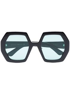 Gucci Eyewear солнцезащитные очки в массивной шестиугольной оправе