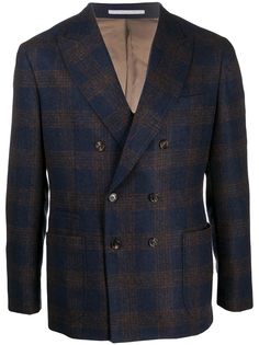 Brunello Cucinelli двубортный пиджак в клетку