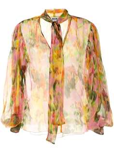 MSGM прозрачная блузка с абстрактным принтом