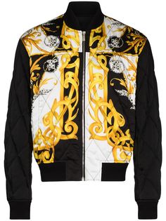 Versace стеганая куртка с принтом Baroque