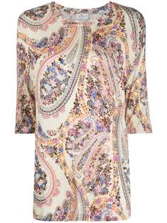 Etro топ с узором пейсли и рукавами три четверти