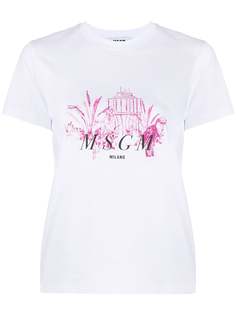 MSGM футболка с логотипом и принтом