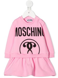 Moschino Kids платье с длинным рукавами и логотипом