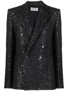 Saint Laurent двубортный блейзер с блестками