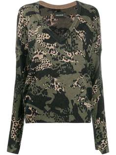 Zadig&Voltaire пуловер с V-образным вырезом и леопардовым принтом