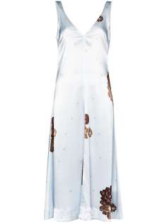 GANNI атласное платье с цветочным принтом