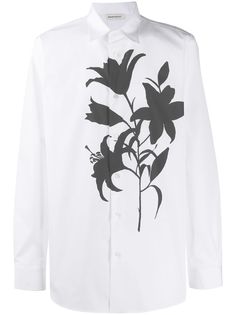 Alexander McQueen рубашка с длинными рукавами и цветочным принтом
