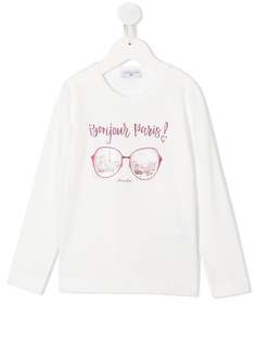 Monnalisa топ с декором Bonjour Paris