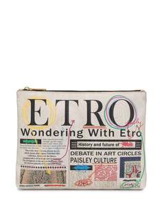 Etro клатч на молнии с принтом