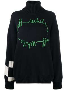 Off-White джемпер с вышитым логотипом и узором в шахматную клетку