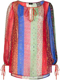 Etro блузка в стиле колор-блок с цветочным принтом