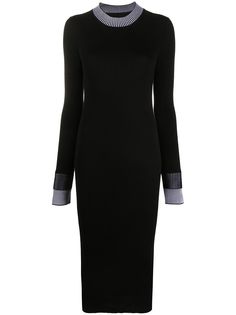 Maison Margiela приталенное трикотажное платье миди в рубчик