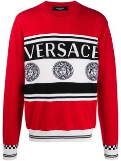 Versace джемпер вязки интарсия с логотипом