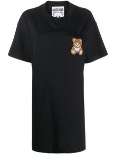 Moschino платье-футболка Teddy Bear с бисером