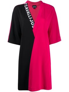 Just Cavalli платье в стиле колор-блок с V-образным вырезом
