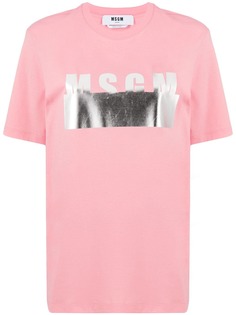 MSGM футболка с логотипом металлик